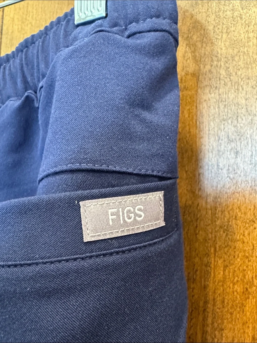 Figs Navy Jogger Srubs with Cream Drawstring